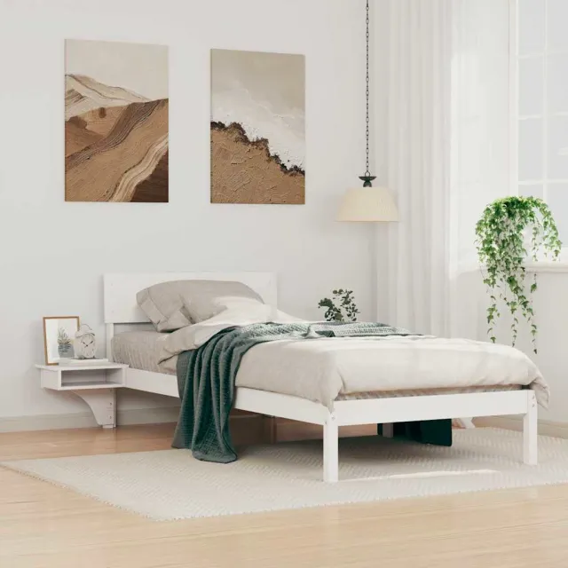 vidaXL Bedframe met hoofdeinde Wit 90 x 200 cm Massief grenenhout