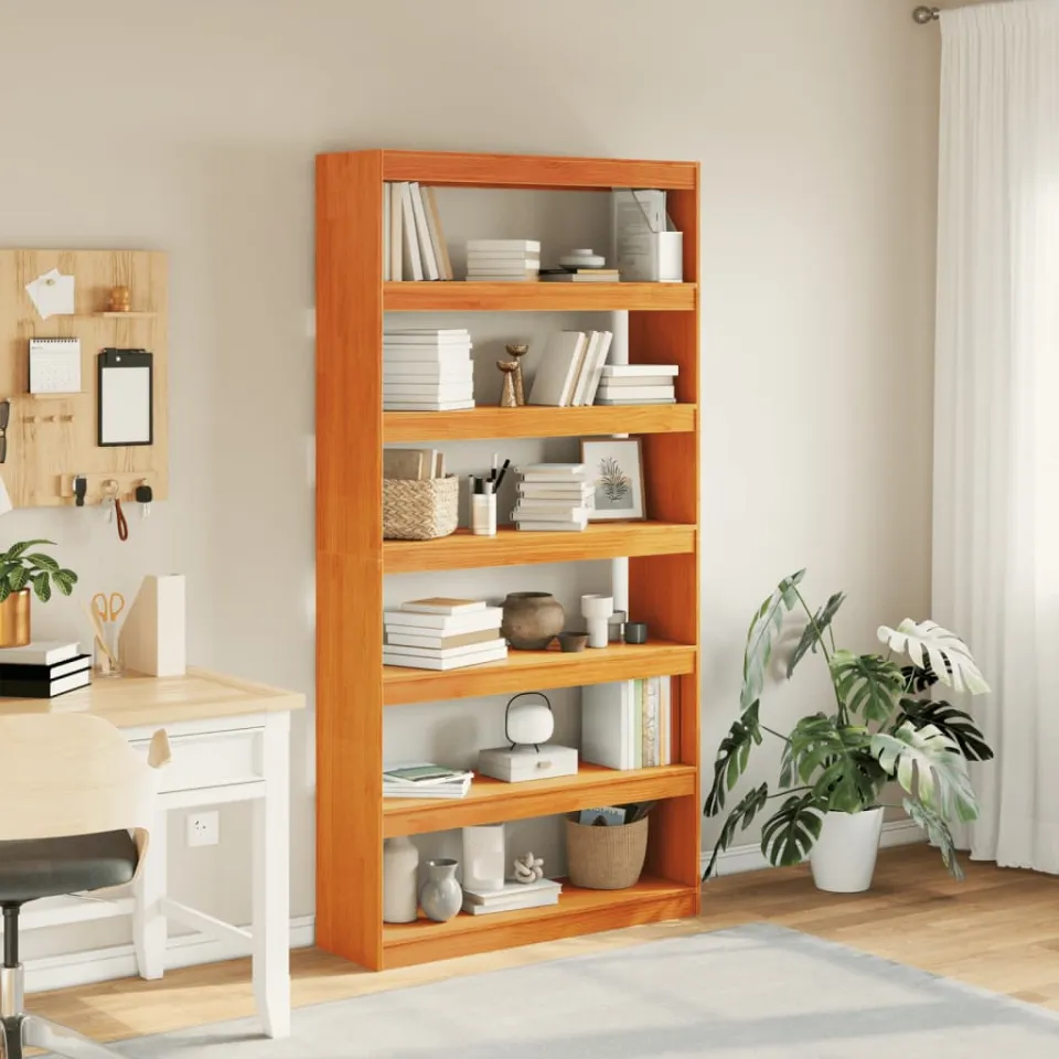 vidaXL Boekenkast / kamerscherm 100x30x199,5 cm massief grenenhout bruin, foto 3