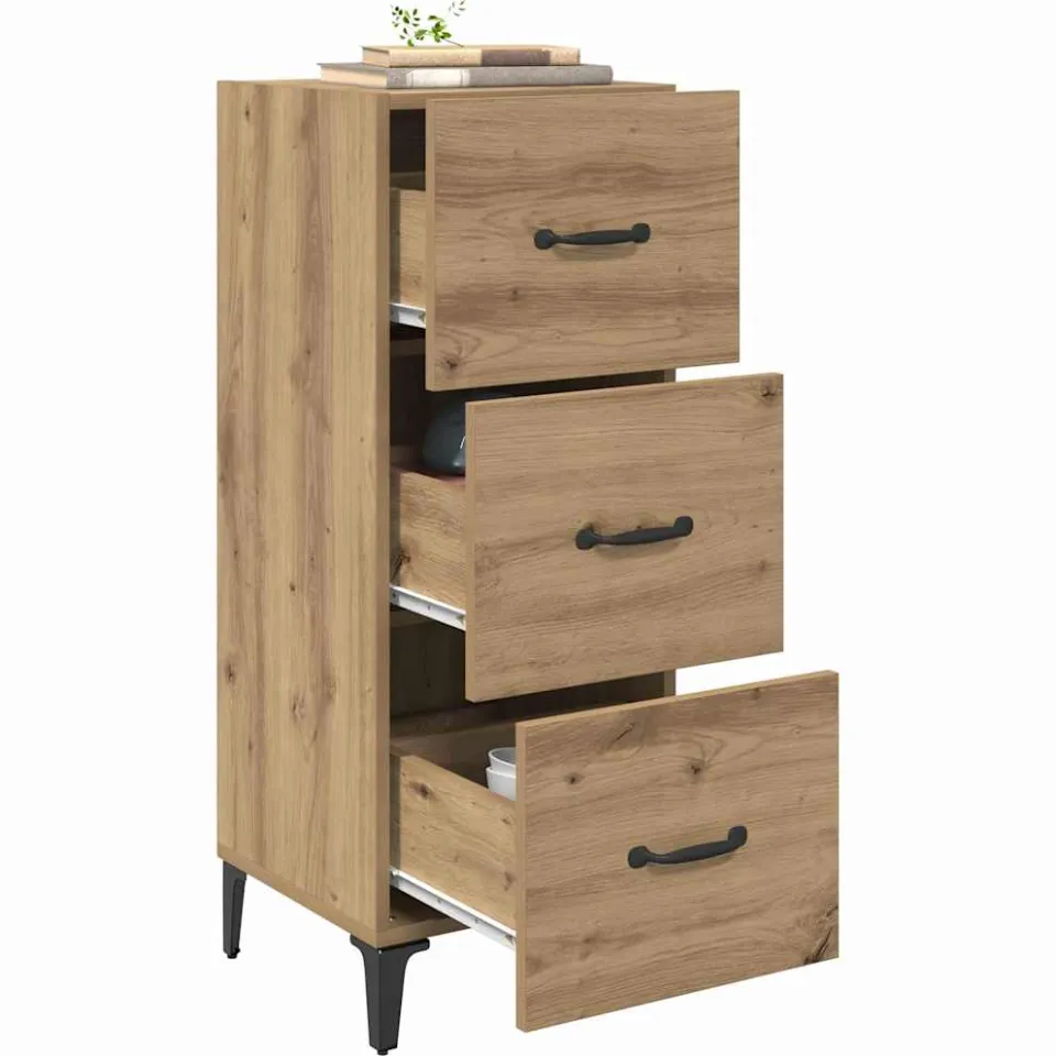 vidaXL Dressoir Artisan Eiken 34,5 x 34 x 90 cm Bewerkt hout Bruin