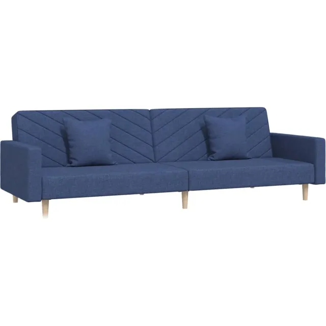 vidaXL Slaapbank - 2-zits - met - 2 - kussens - stof - blauw