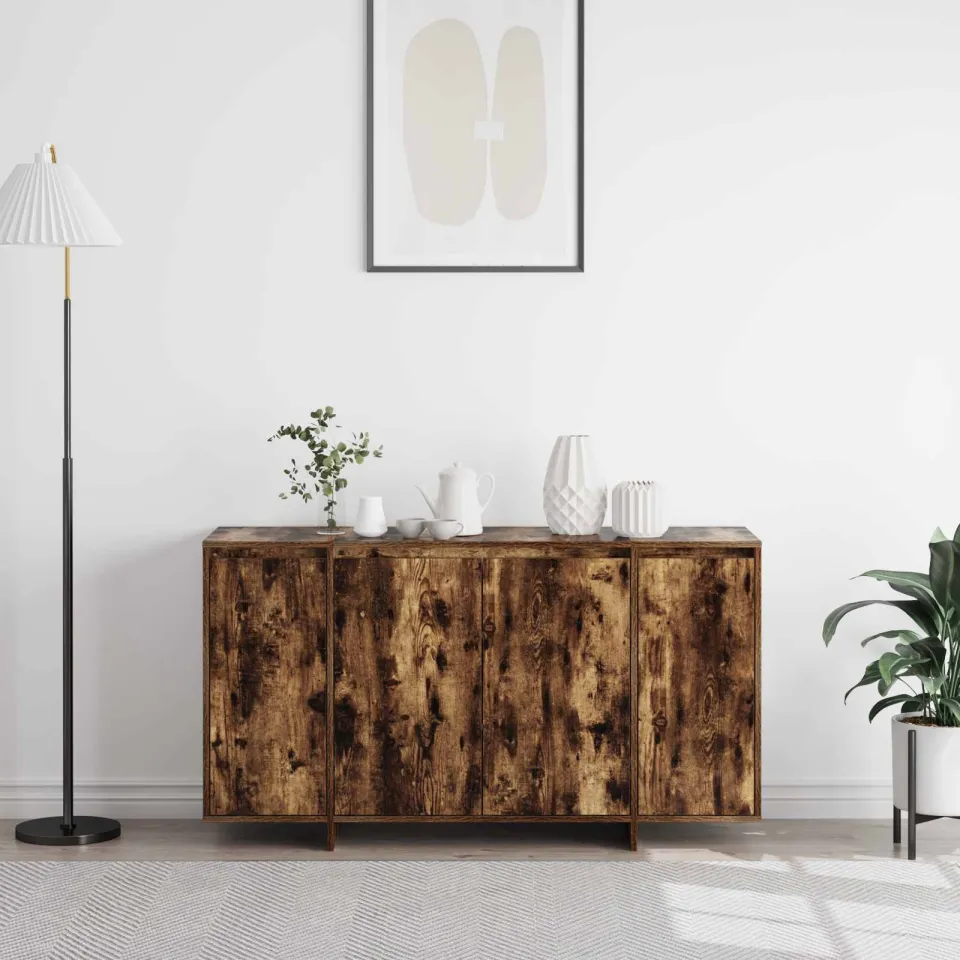 vidaXL Dressoir Gerookt eiken 135 x 41 x 75 cm Bewerkt hout, foto 4