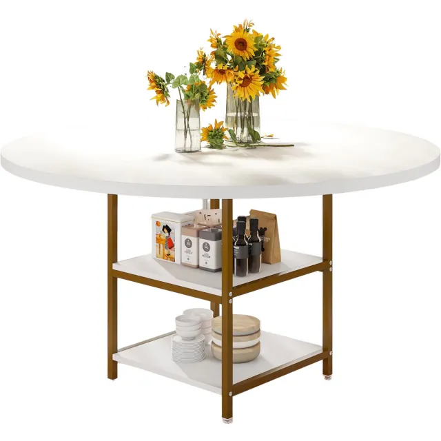 Happiq Ronde Eettafel - Keukentafel - Eetkamertafel - 4 personen - Hout Wit