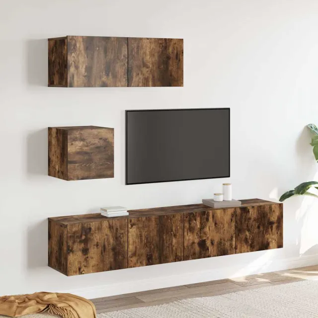 vidaXL 4-delige Tv-meubelset bewerkt hout gerookt eikenkleurig, foto 2