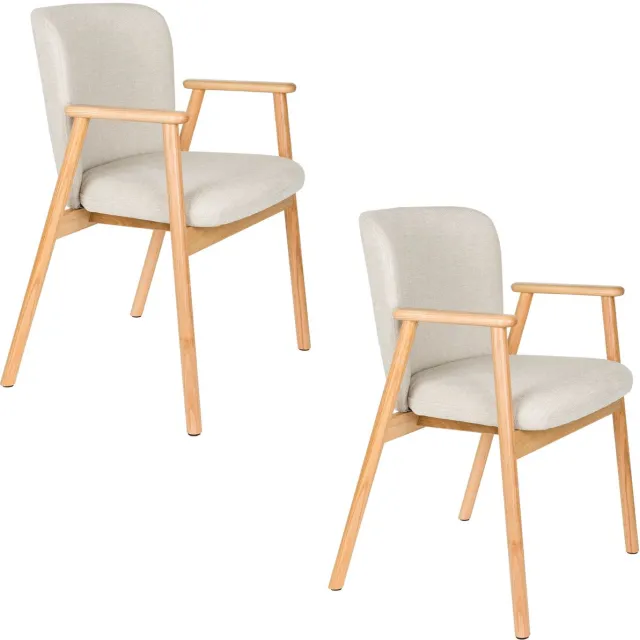 Housecraft Living Kenna Eetkamerstoelen Armleuning Beige - Set van 2