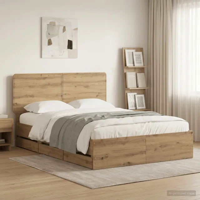 vidaXL Bed Frame with Storage and Headboard Artisan Oak 120 x 200 cm Bruin