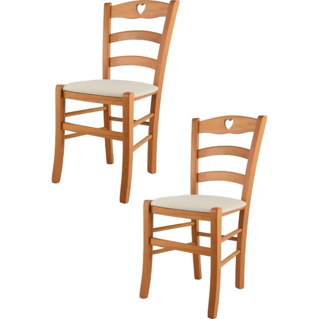 t m c s Tommychairs Cuore - Eetkamerstoelen - Set van 2 - Bruin - Stof en Hout Honing
