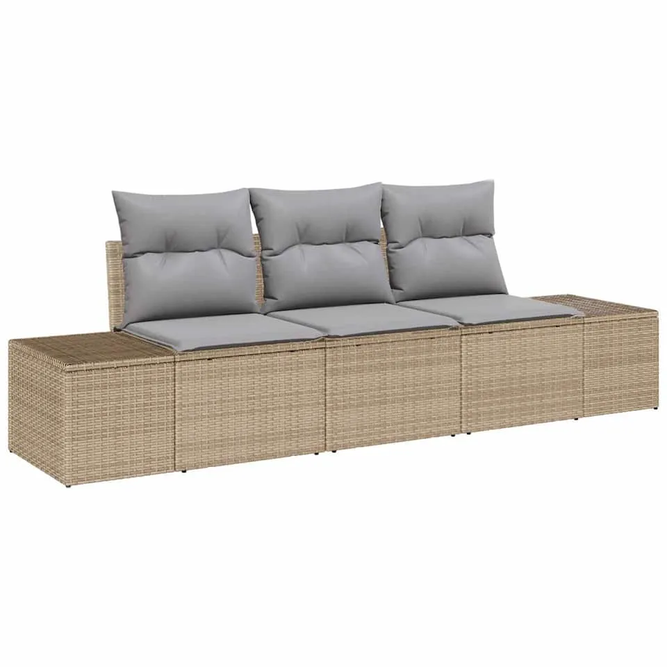 vidaXL Bankstel 3 st Beige poly rattan