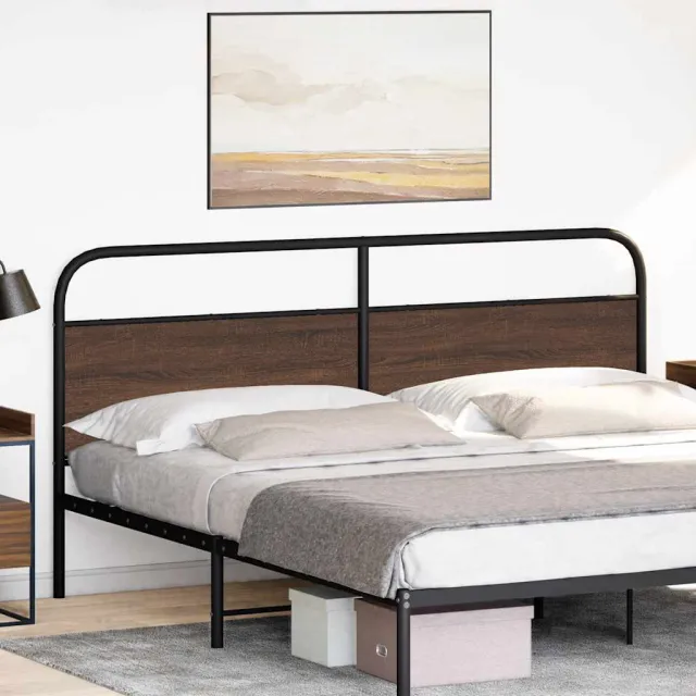 vidaXL Vervangend hoofdbord 180 cm bewerkt hout en staal bruin eikenkleurig