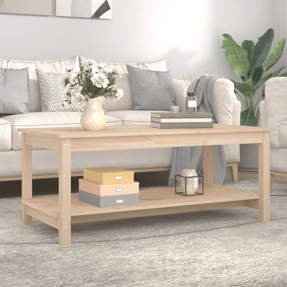 vidaXL Salontafel 110x55x45 cm massief grenenhout bruin, foto 4