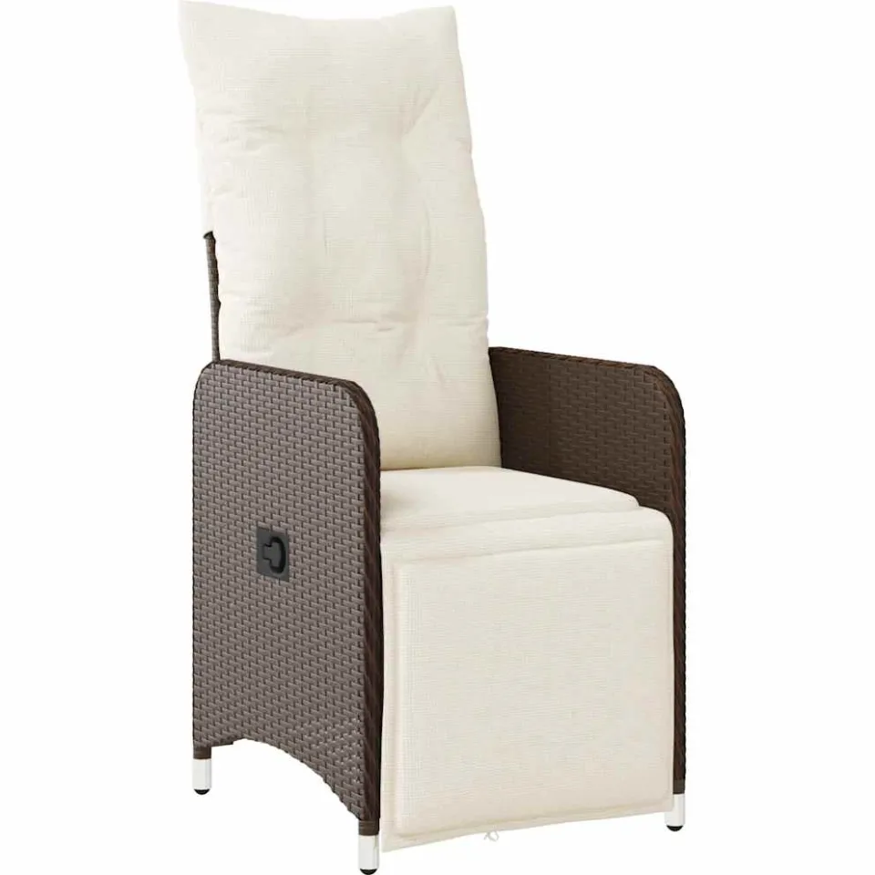 vidaXL 9-delige Bistroset met kussens poly rattan bruin