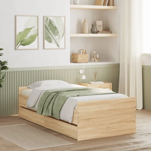 vidaXL Bedframe met lades sonoma eikenkleurig 90x200 cm Bruin