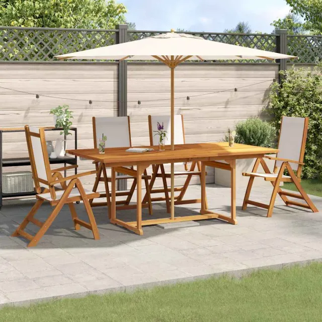 vidaXL 5-delige Tuinset massief acaciahout en textileen bruin, foto 2