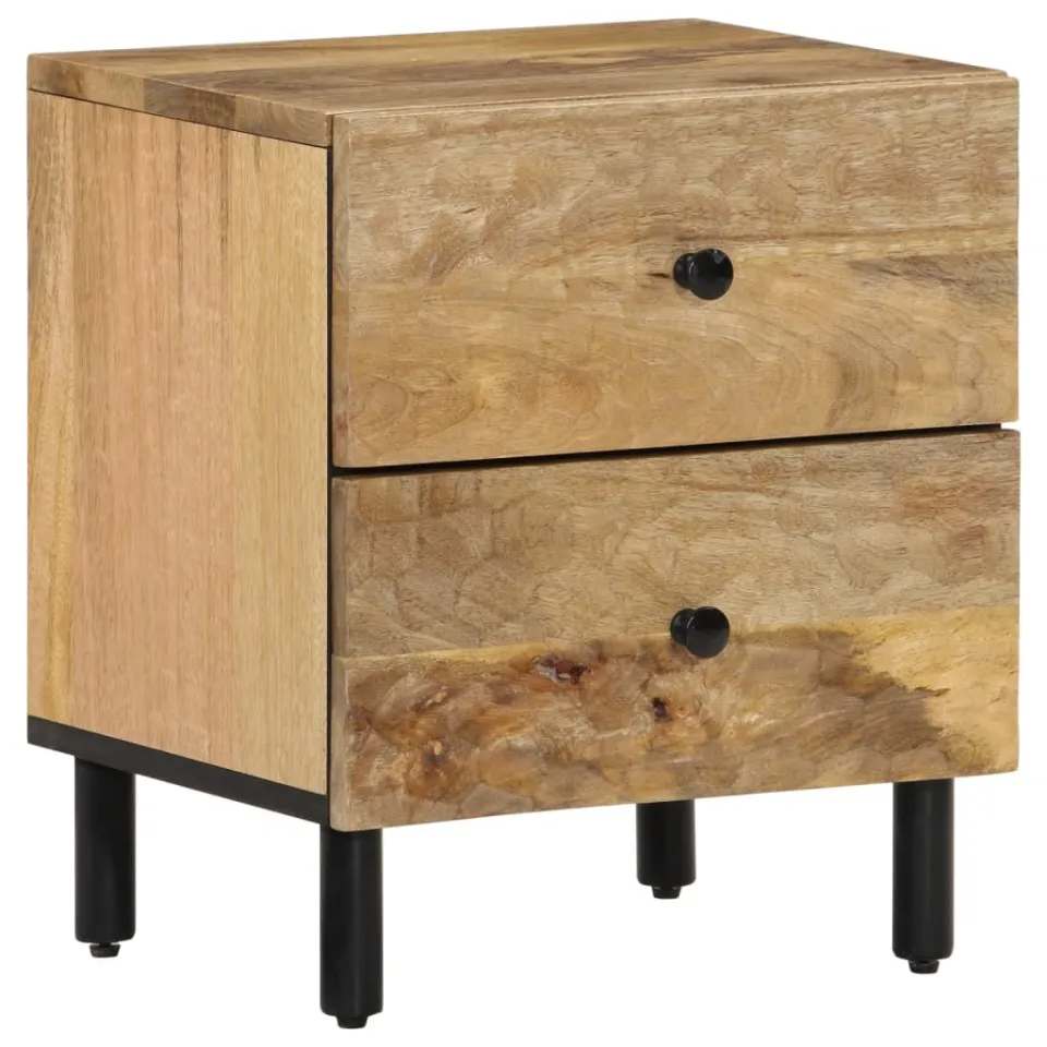 vidaXL Nachtkastjes 2 st 40x33x46 cm massief mangohout bruin, foto 2