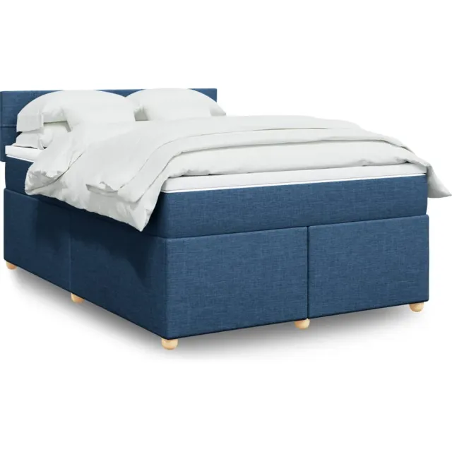 vidaXL Boxspring met matras stof blauw 140x200 cm