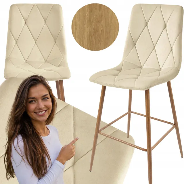 MUFART Luxe Velours Hoker - Beige - Comfortabel & Stijlvol Barmeubel
