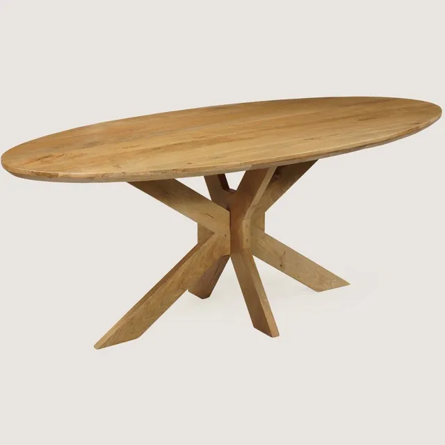 Niva Home Ovale Eettafel 160 cm Mangohout – Houten Matrix Onderstel – Elegant Chic – 3-4 Personen Naturel