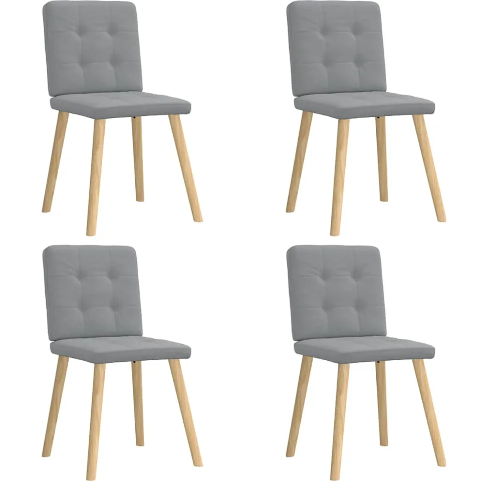 vidaXL Eetkamerstoelen 4 st stof lichtgrijs grijs, foto 3