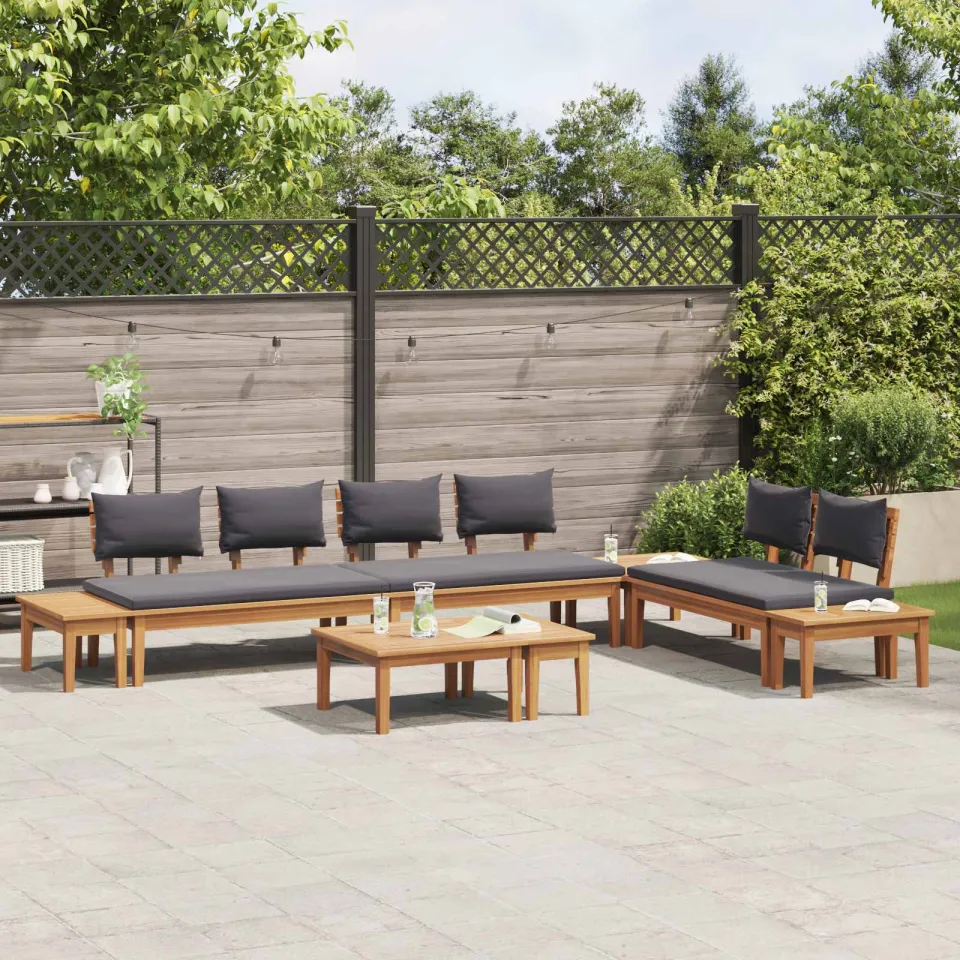 vidaXL Tuinbankenset 5 st Bruin en Grijs, foto 3
