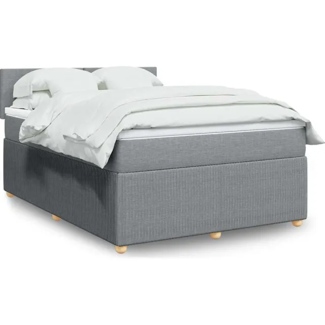 vidaXL Boxspring met matras stof lichtgrijs 140x200 cm grijs