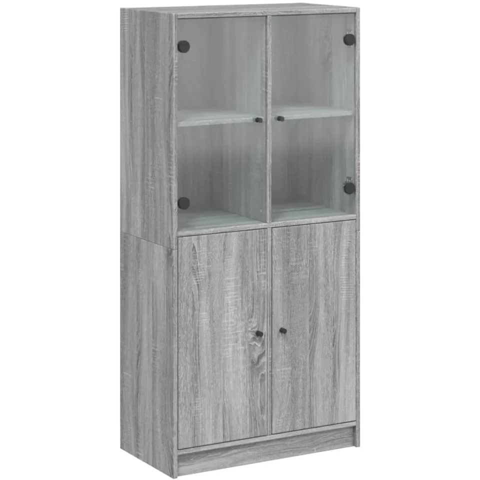 vidaXL Hoge kast met deuren 68x37x142 cm bewerkt hout grijs sonoma, foto 3