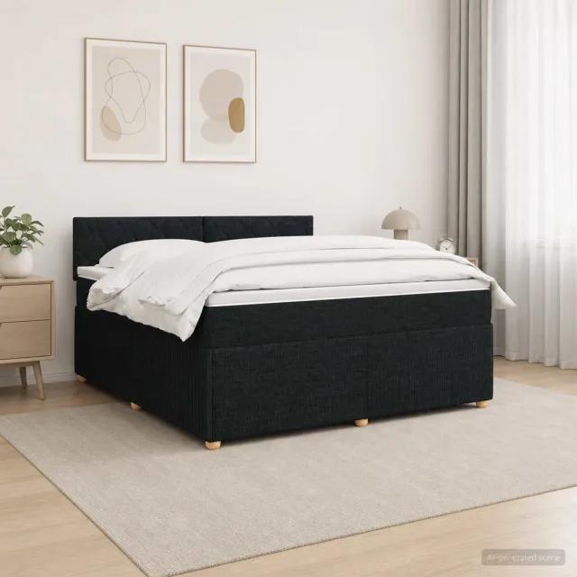 vidaXL Boxspringbed met matras met hoofdeinde Zwart 140 x 190 cm Stof