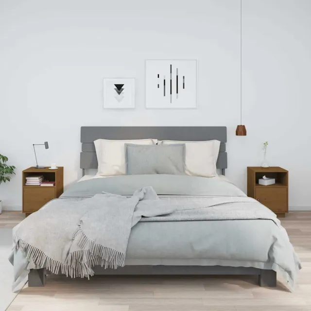 vidaXL Nachtkastjes 2 st 40x34x55 cm massief grenenhout honingbruin