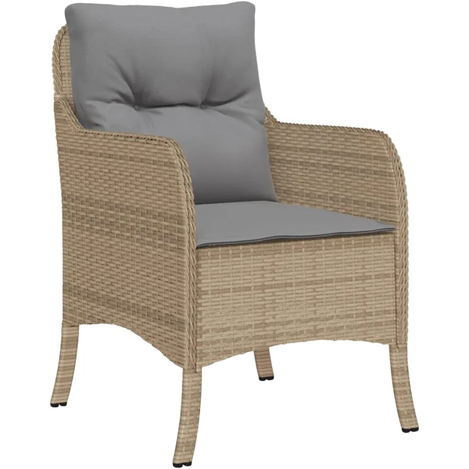 vidaXL 9-delige Tuinset met kussens poly rattan beige
