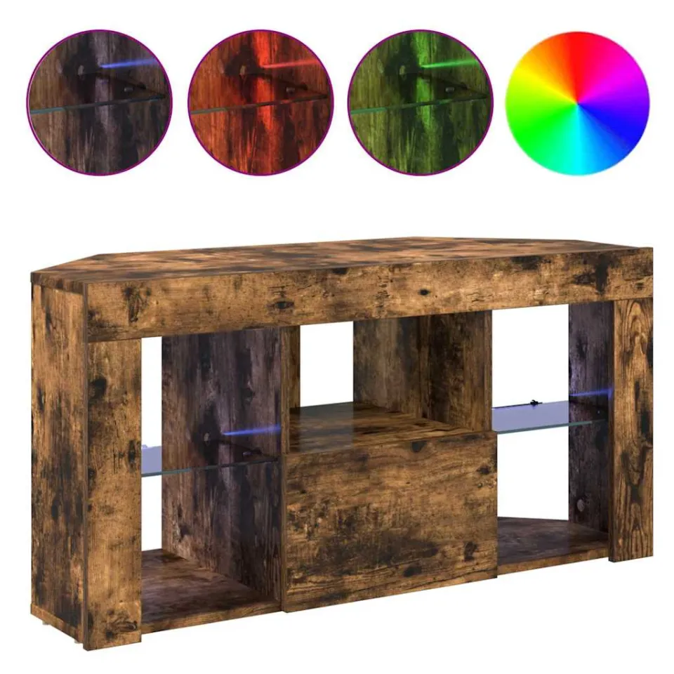 vidaXL Hoek LED TV Kast 100 x 40 x 50 cm Gerookt eiken Bewerkt hout, foto 3