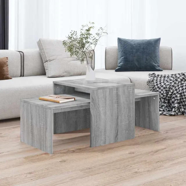 vidaXL Salontafelset 100x48x40 cm bewerkt hout grijs sonoma eikenkleur, foto 2