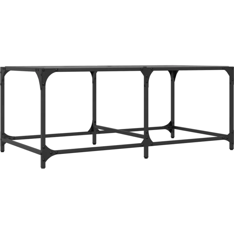 vidaXL Salontafel met zwart glazen blad 98,5x50x40 cm staal