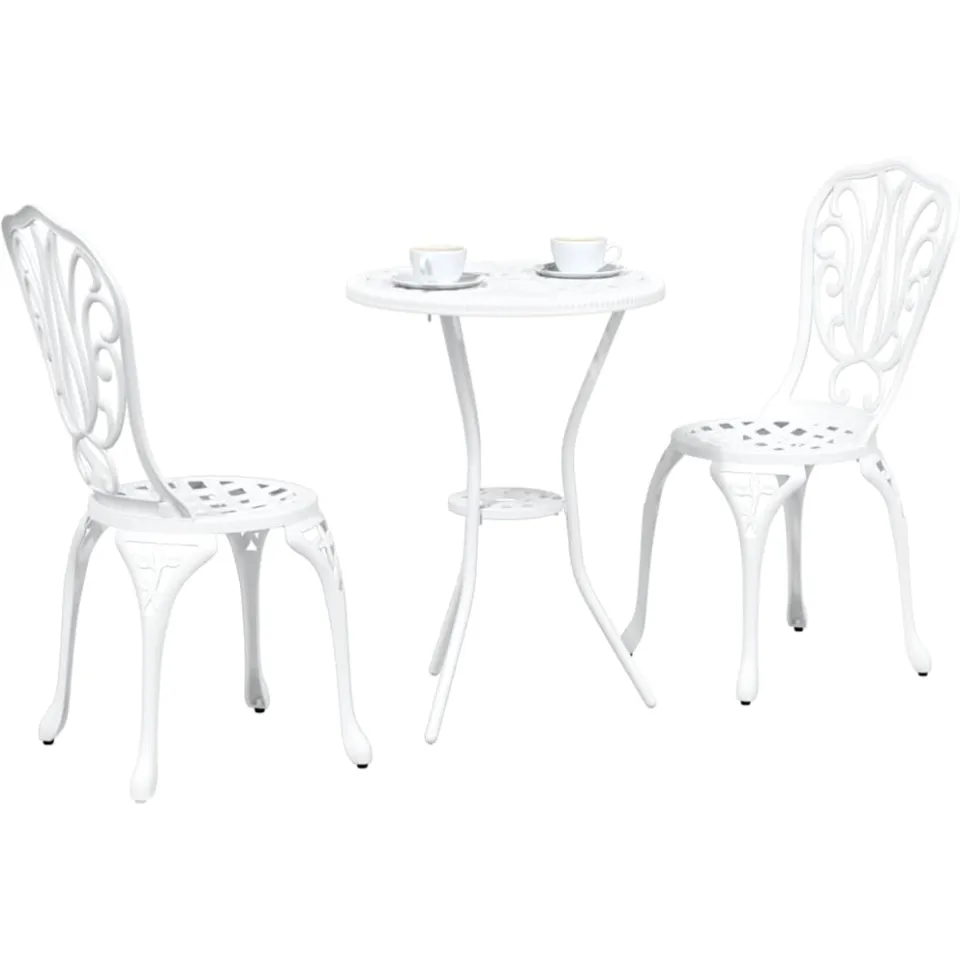 vidaXL Tuin Bistro Set 3 st Wit Aluminium