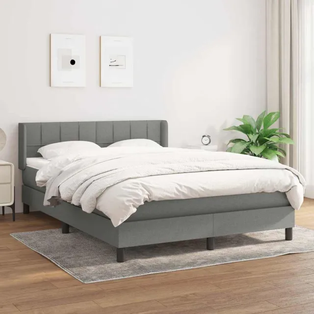 vidaXL Boxspring met matras stof donkergrijs 140x190 cm grijs