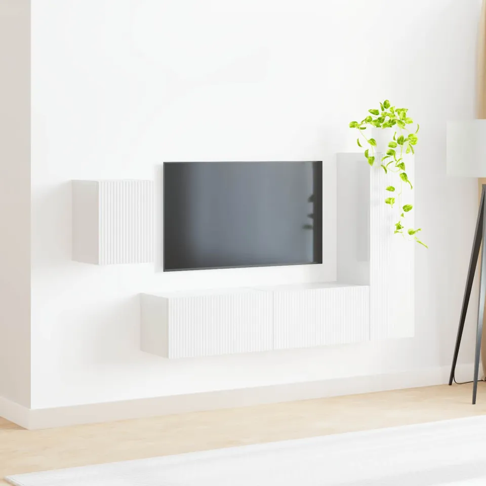 vidaXL Tv-meubelset 4 st 30 x 31 x 100 cm Hoogglans wit, foto 4