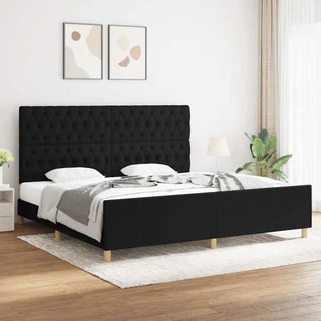 vidaXL Bedframe met hoofdeinde stof zwart 200x200 cm