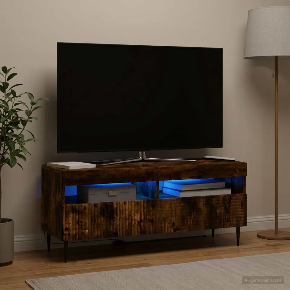 vidaXL LED tv-meubel HAARLEM 100 x 35 x 43 cm Gerookt eiken, foto 4
