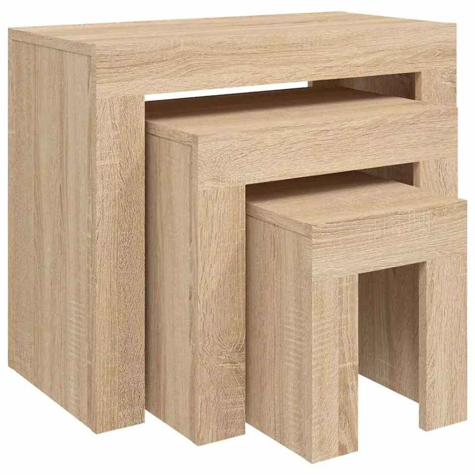 vidaXL 3-delige Tafeltjesset bewerkt hout sonoma eikenkleurig, foto 4