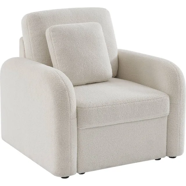 sweeek Fauteuil afgeronde lijnen bouclé stof - milano Crème