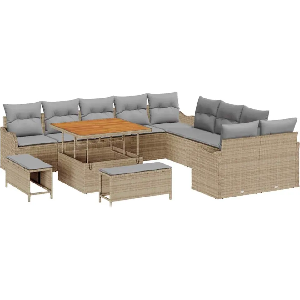 vidaXL Tuin Sofa Set 13 st Beige poly rattan