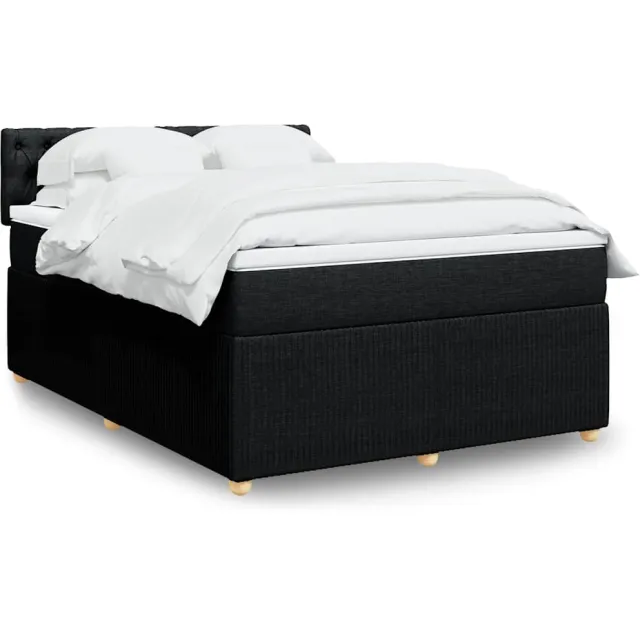 vidaXL Boxspring met matras stof zwart 160x200 cm