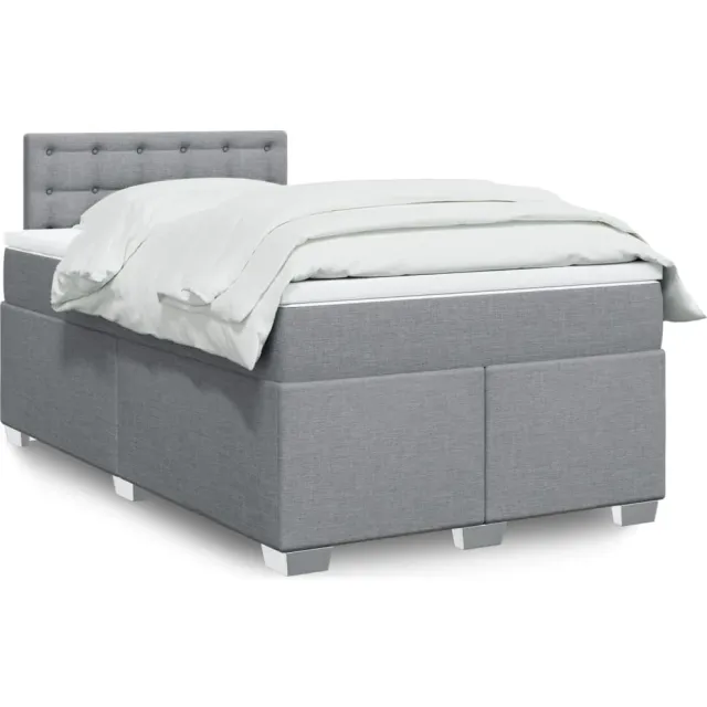 vidaXL Boxspring met matras stof lichtgrijs 120x200 cm grijs