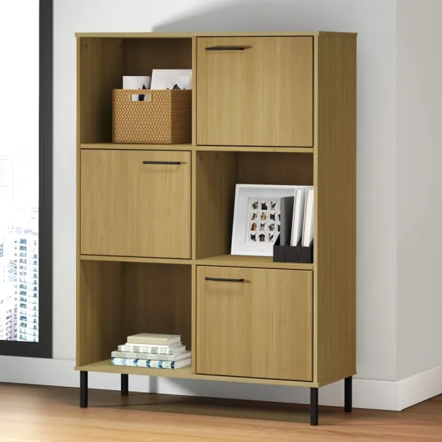 vidaXL Boekenkast met metalen poten OSLO 90x35x128,5 cm hout bruin, foto 2