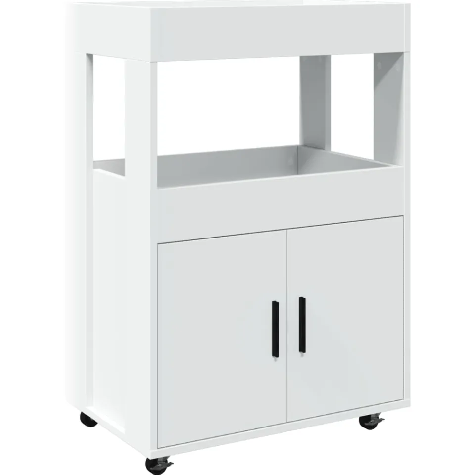 vidaXL Drankkar 60x39,5x89 cm bewerkt hout wit, foto 3