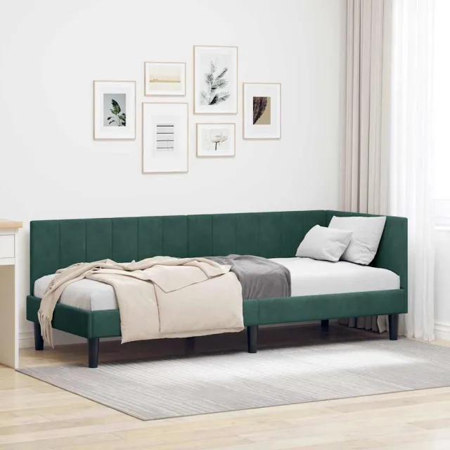 vidaXL Hoekbedframe Donkergroen 80 x 200 cm fluweel