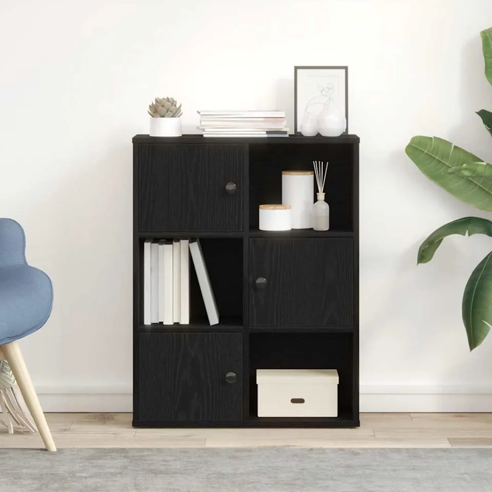 vidaXL Boekenkast 60x24x76,5 cm bewerkt hout zwart eikenkleurig, foto 2