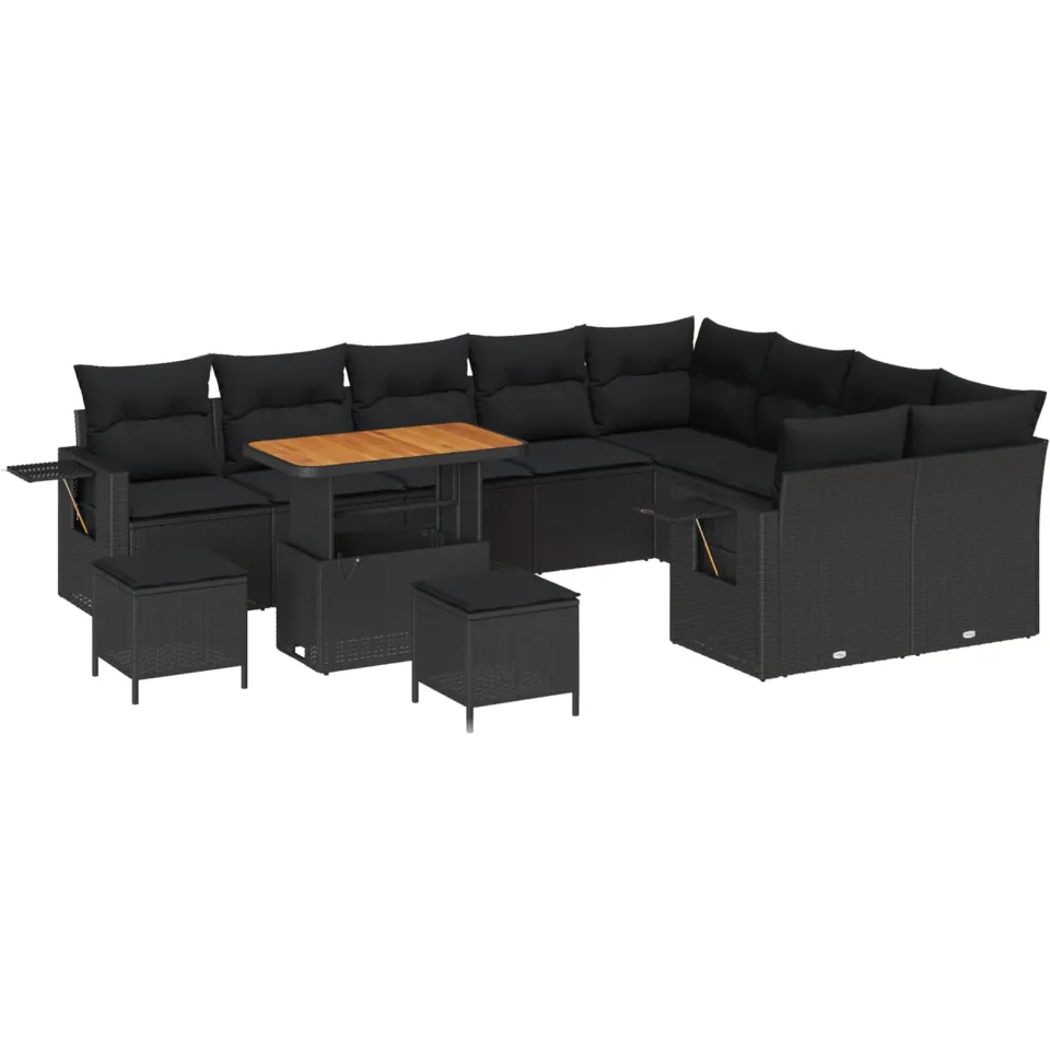 vidaXL Tuinbankenset 12 st Zwart poly rattan, foto 4