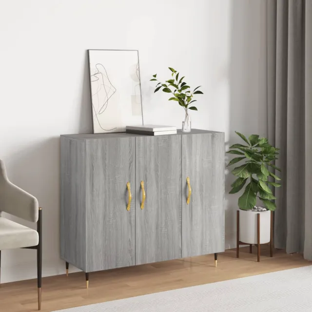vidaXL Dressoir 90x34x80 cm bewerkt hout grijs sonoma eikenkleurig, foto 2