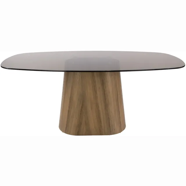 Nest of Nora Eettafel Arlen - 215 cm - Deens ovaal blad van rookglas - Bronskleurig glas / glazen eettafel
