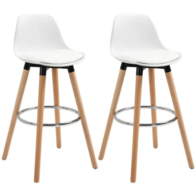 ZYLARO Barkruk - Set Van 2 - Barstoelen - Scandi Design - Voetsteun - 38,5 x 42,5 x 91 cm - Naturel En Wit