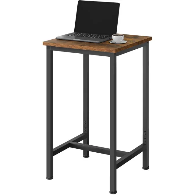 RosaBloom Bartafel - Hoge tafel - Bistrotafel - Industrieel design - Compact en ruimtebesparend - 60x60x100cm - Metaal en Hout - Vintage Bruin zwart