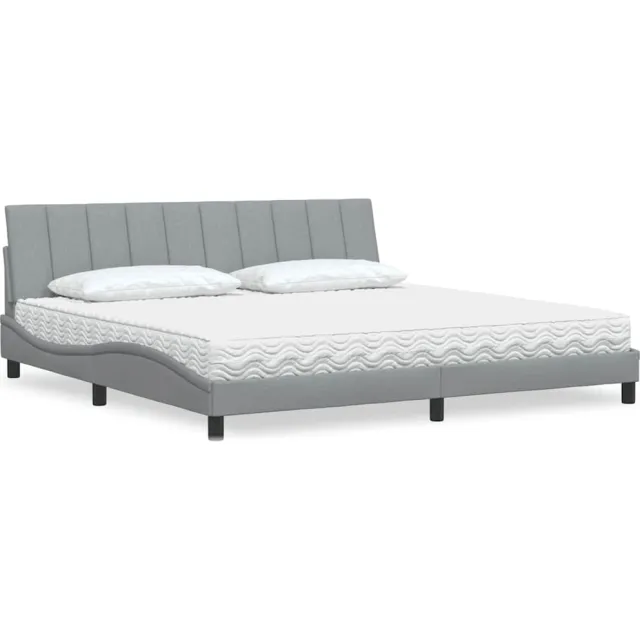 vidaXL Bed met matras "Hanko" stof lichtgrijs 200x200 cm grijs